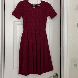 Xs burgundy Amelia with glitter dots